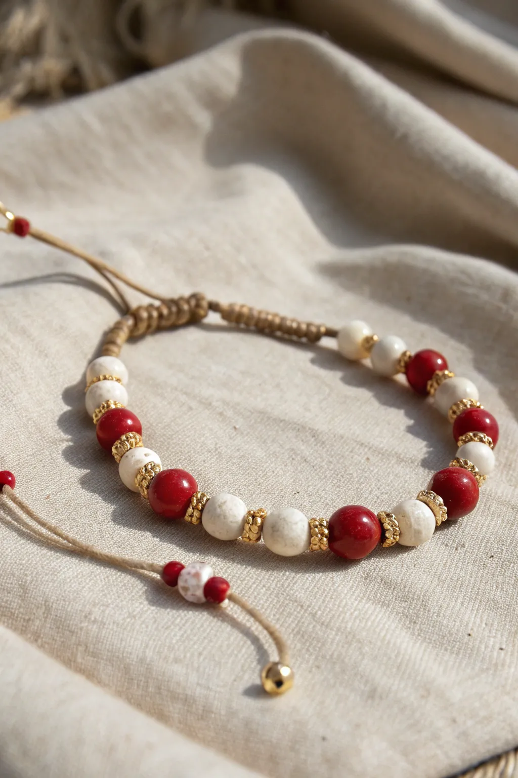 Embrace timeless elegance with this classic red and white Valentine's bracelet.
