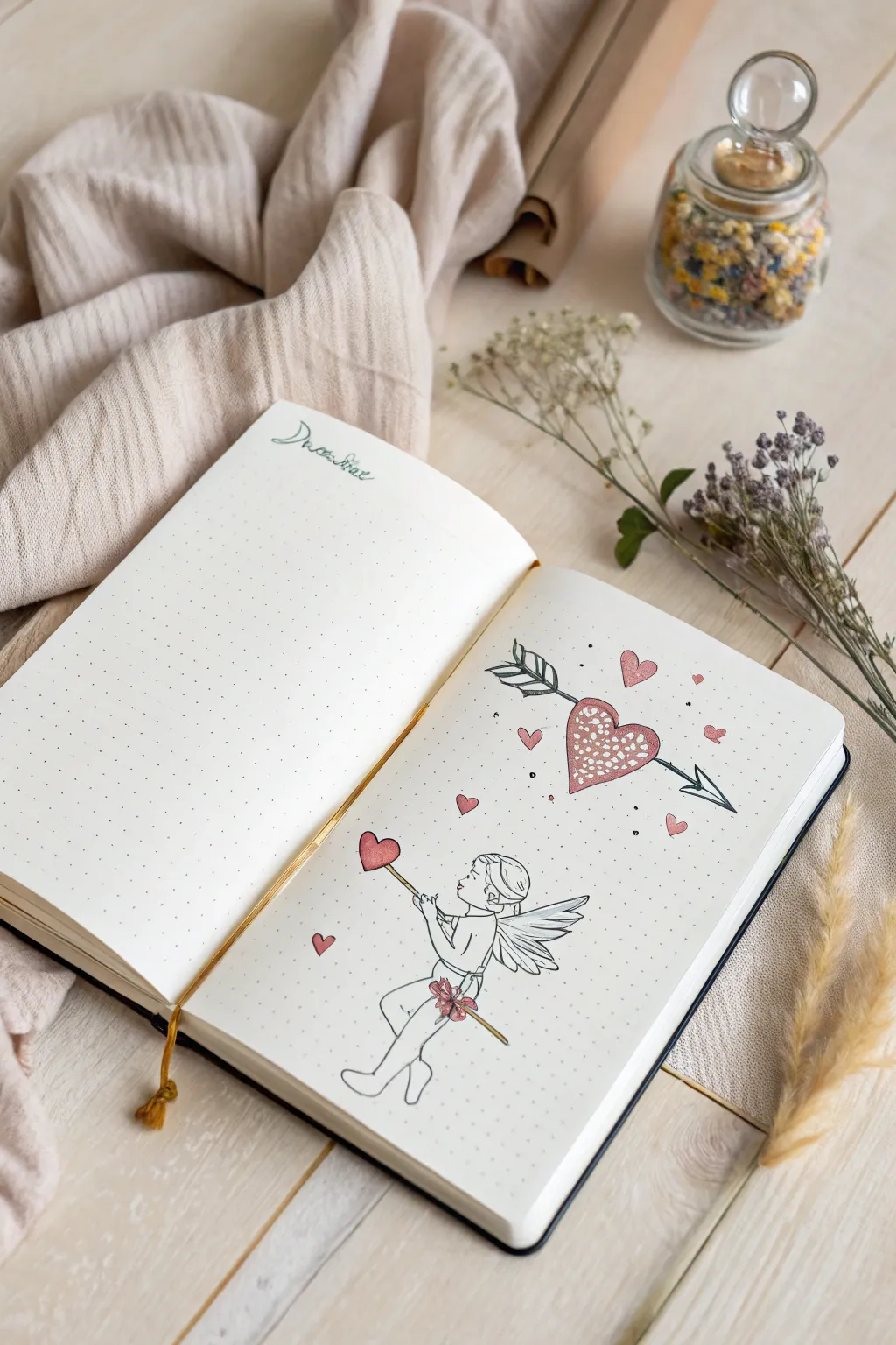 Capture the whimsical spirit of Valentine's Day with Cupid's playful arrows in your bullet journal. 🎯❤️ #ValentinesDay #BulletJournal #ScandiBoho