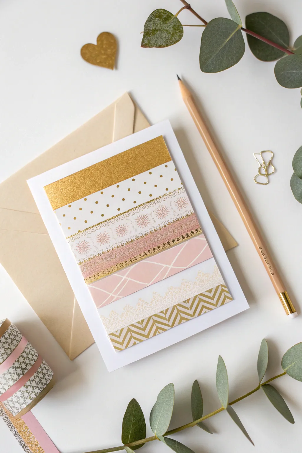 Discover the art of layering with washi tapes for a touch of sophisticated elegance on your handmade cards.