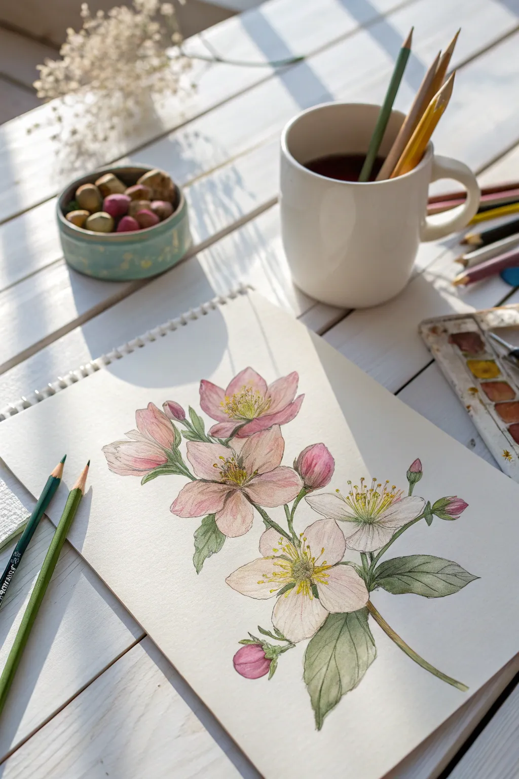 Transforming strokes into lush, blooming beauty with watercolor pencils.