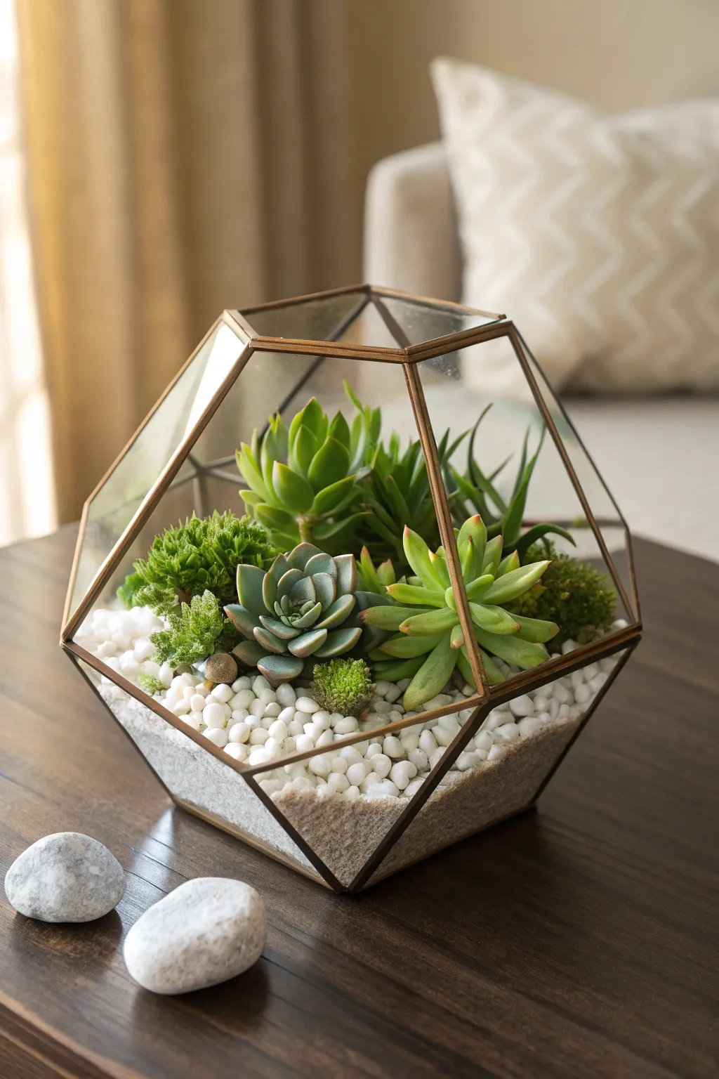Add a touch of modern elegance to your wedding with these beautiful succulent terrarium centerpieces.
