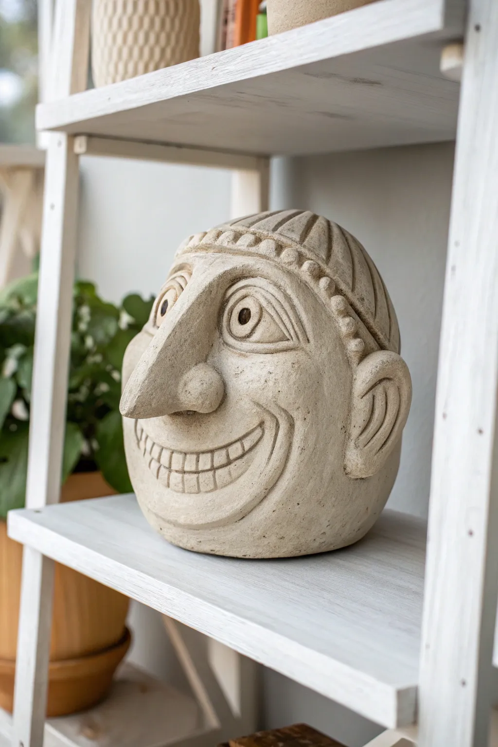 Embrace whimsy with this charming clay face! Perfect for adding a touch of humor and artistry to your space.