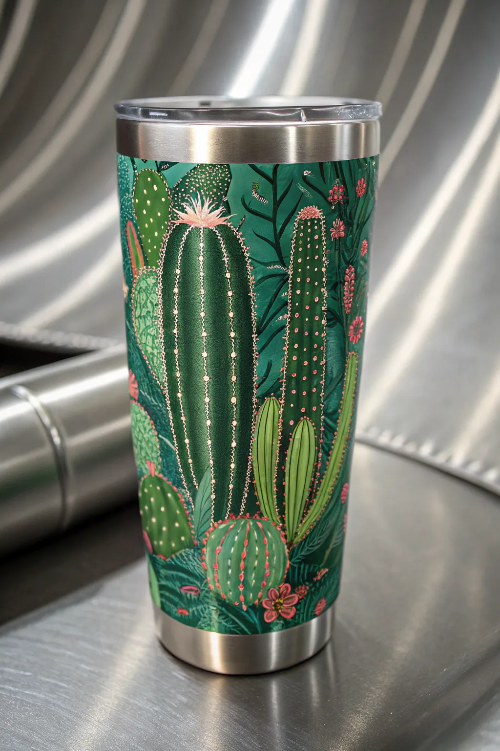 Elevate your drinkware with a handcrafted cactus pattern tumbler that combines artistry with western charm.