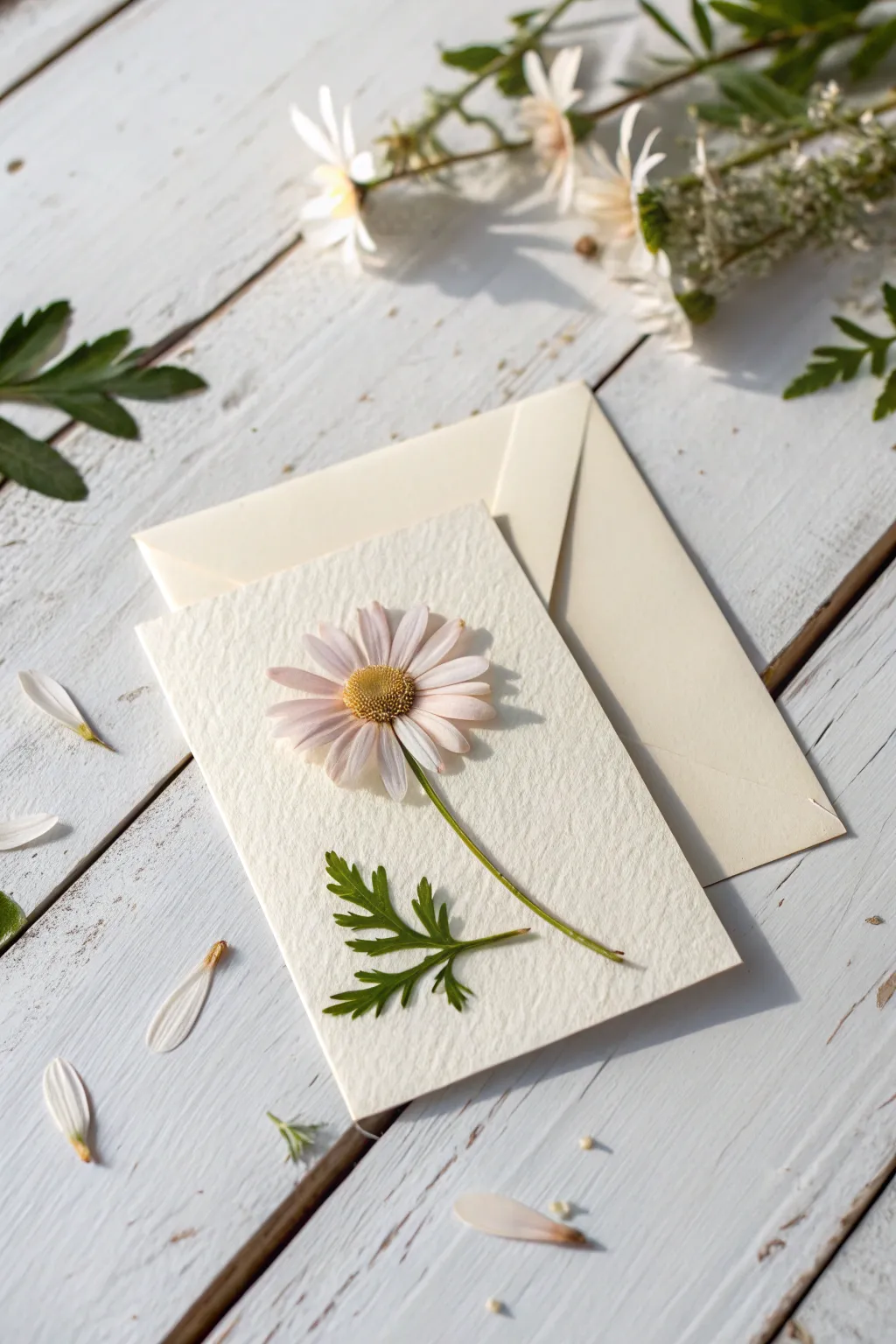 Craft a heartfelt message with the timeless elegance of pressed flowers.