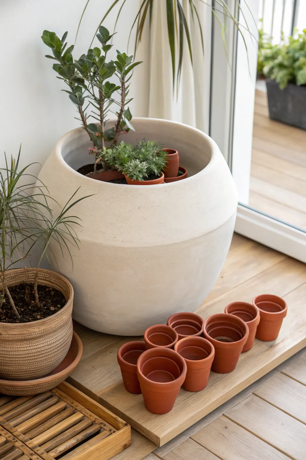 Discover the art of layering with upside-down pots for a chic and sustainable planter solution.
