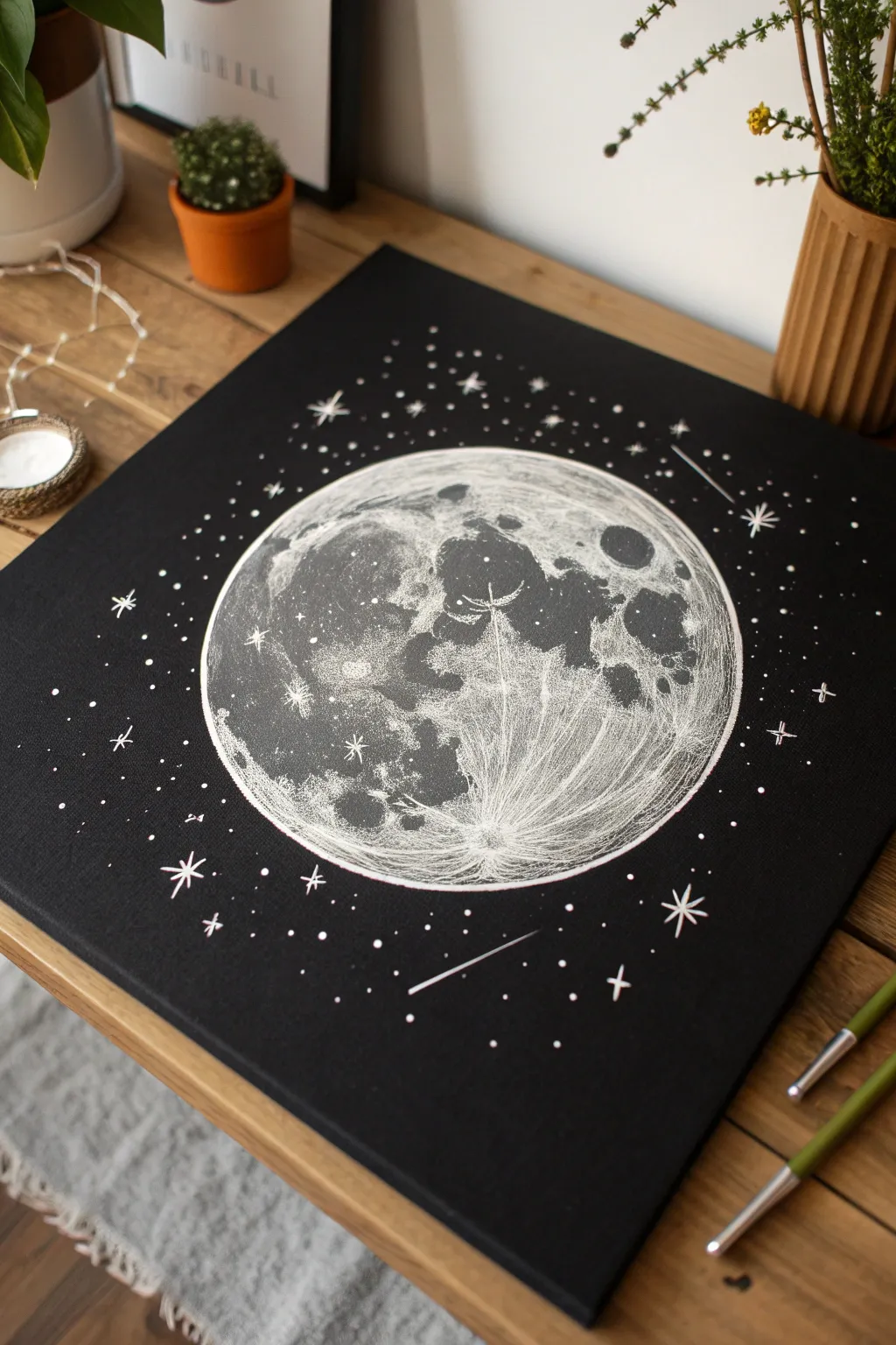 Embrace the mystique of the night with this enchanting lunar artwork.