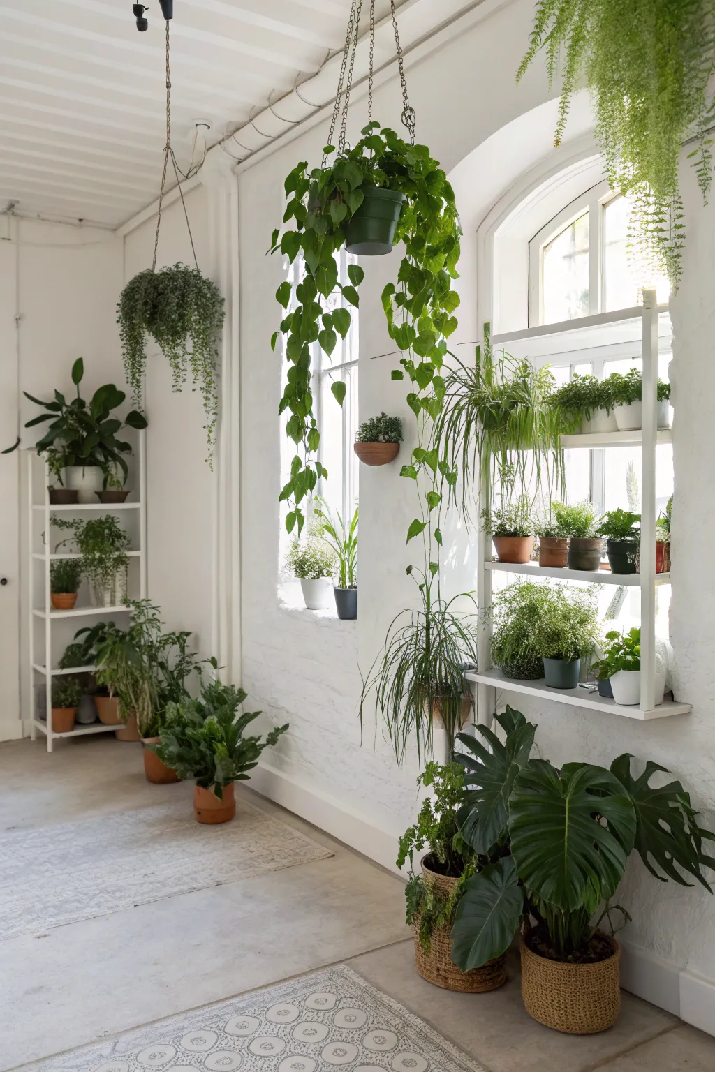 Bring life to your white walls with lush greenery.