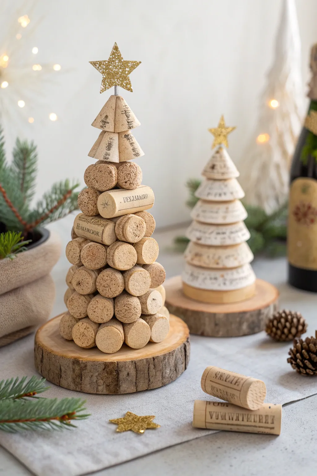 Celebrate the season with minimalist charm: handcrafted cork Christmas trees that bring natural beauty to your holiday decor.