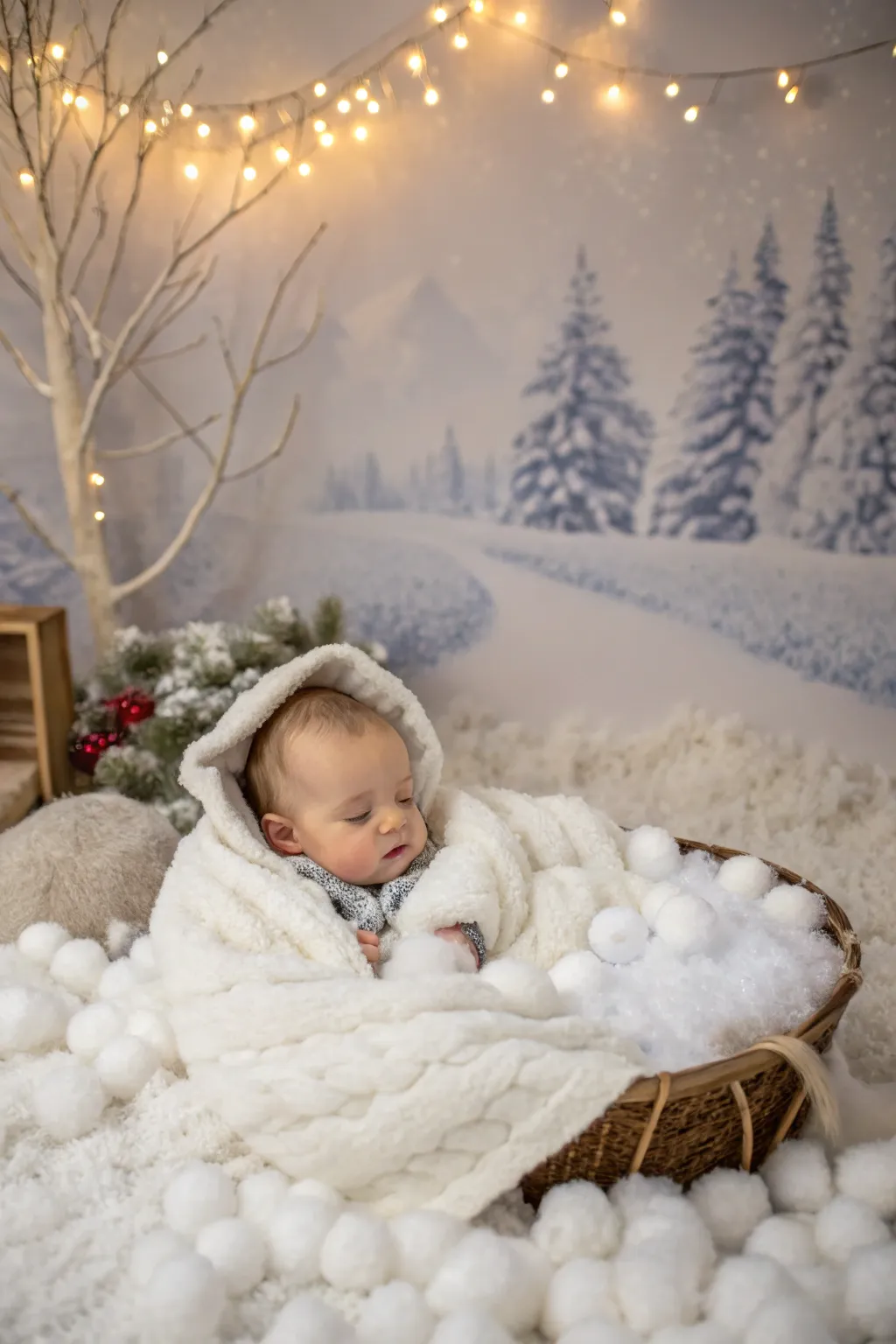 Bring snowy magic indoors with a faux snow setup.