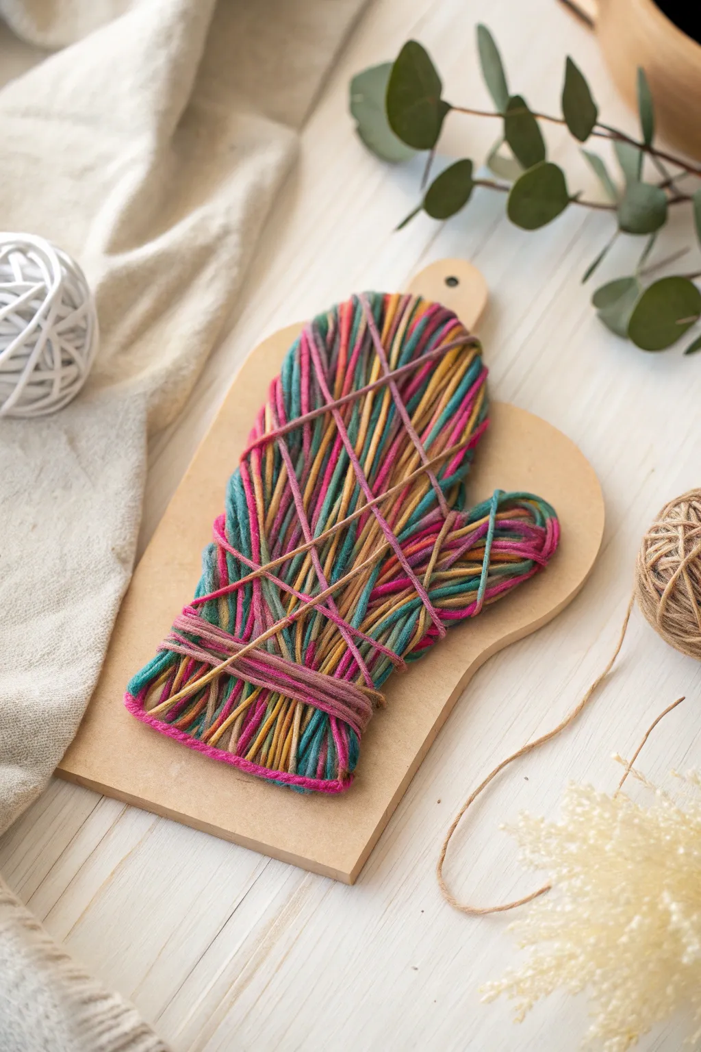 Craft a cozy winter vibe with these charming yarn-wrapped mittens!