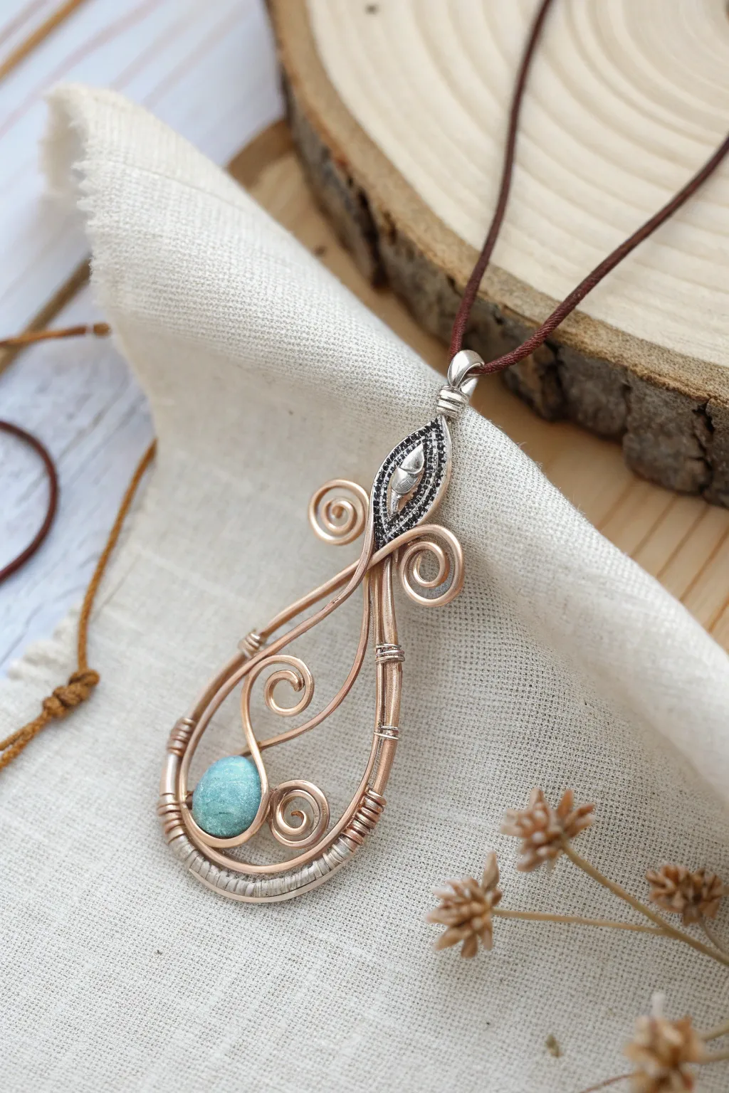Embrace the art of simplicity with this handcrafted wire-wrapped pendant, where elegance meets creativity. #WireJewelry #ScandiBohoStyle