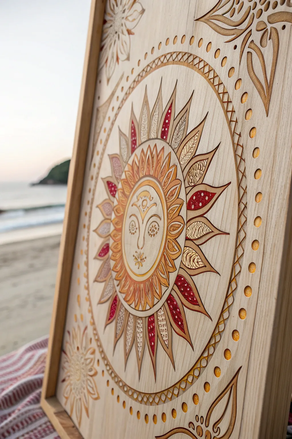 Embrace the warmth of the sun with elegant wood art: a minimalist sunrise motif that brightens every morning.