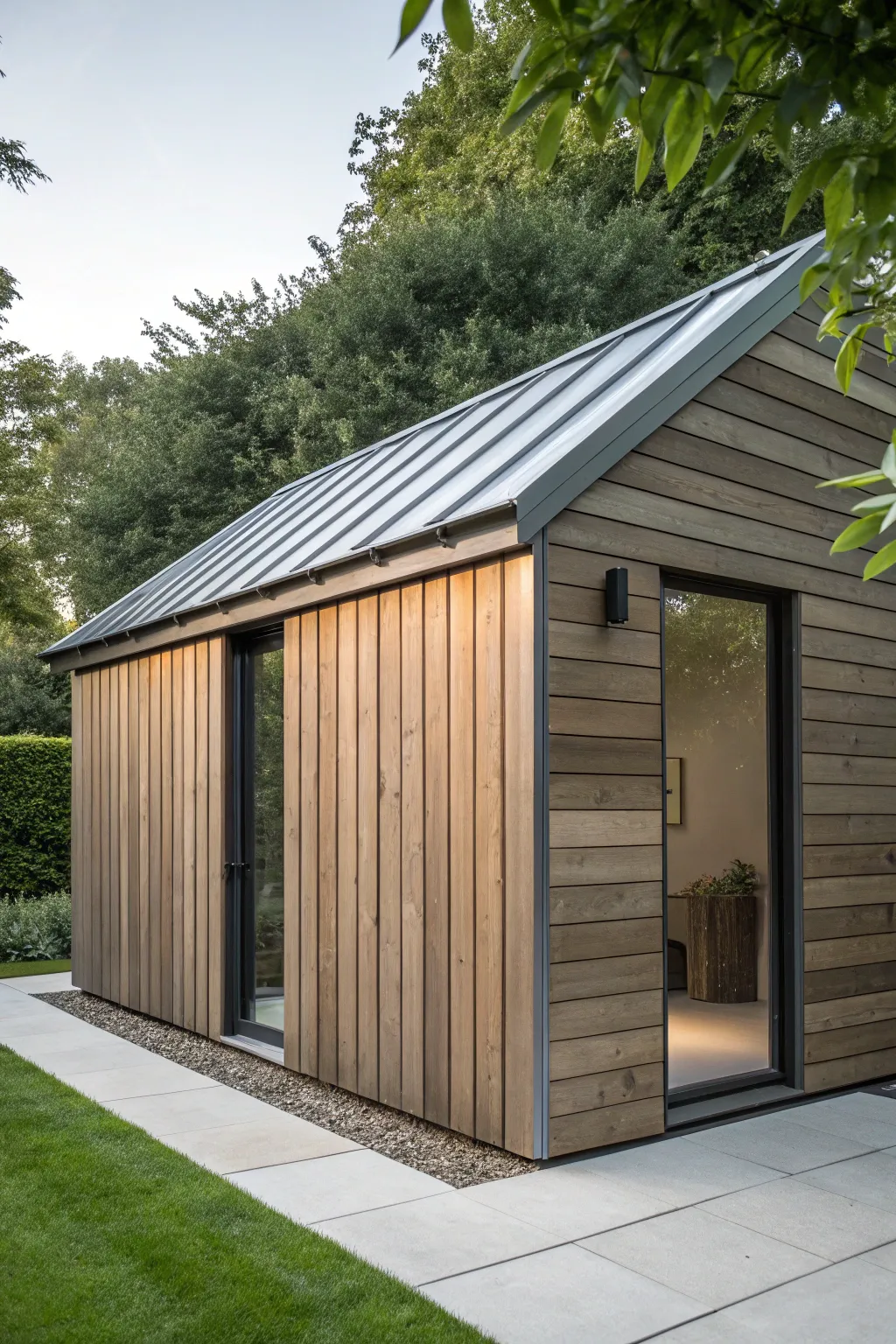 Modern elegance meets practicality in a contemporary wood shed design.