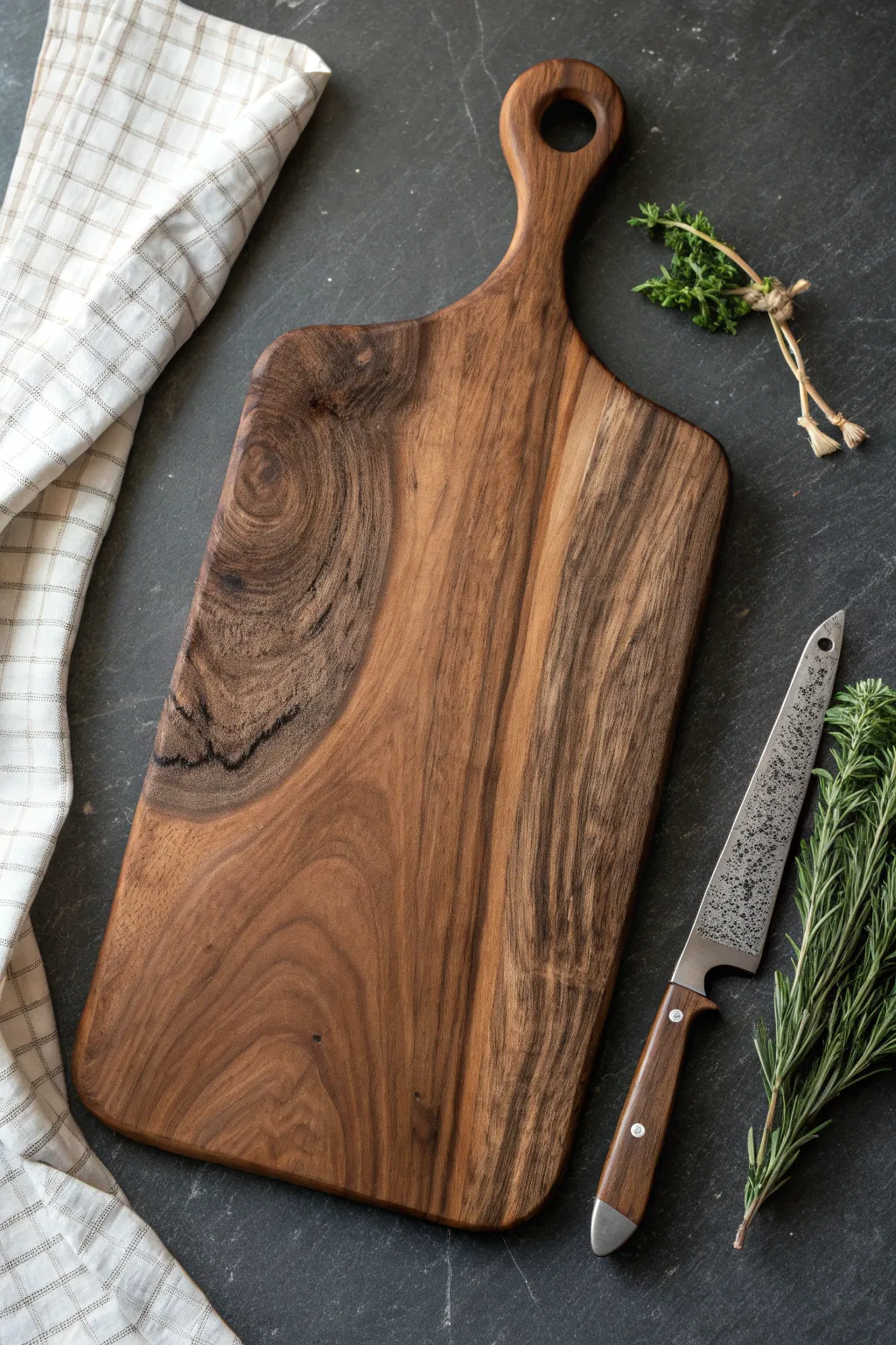 Elevate your kitchen with the timeless beauty of a handcrafted walnut cutting board.