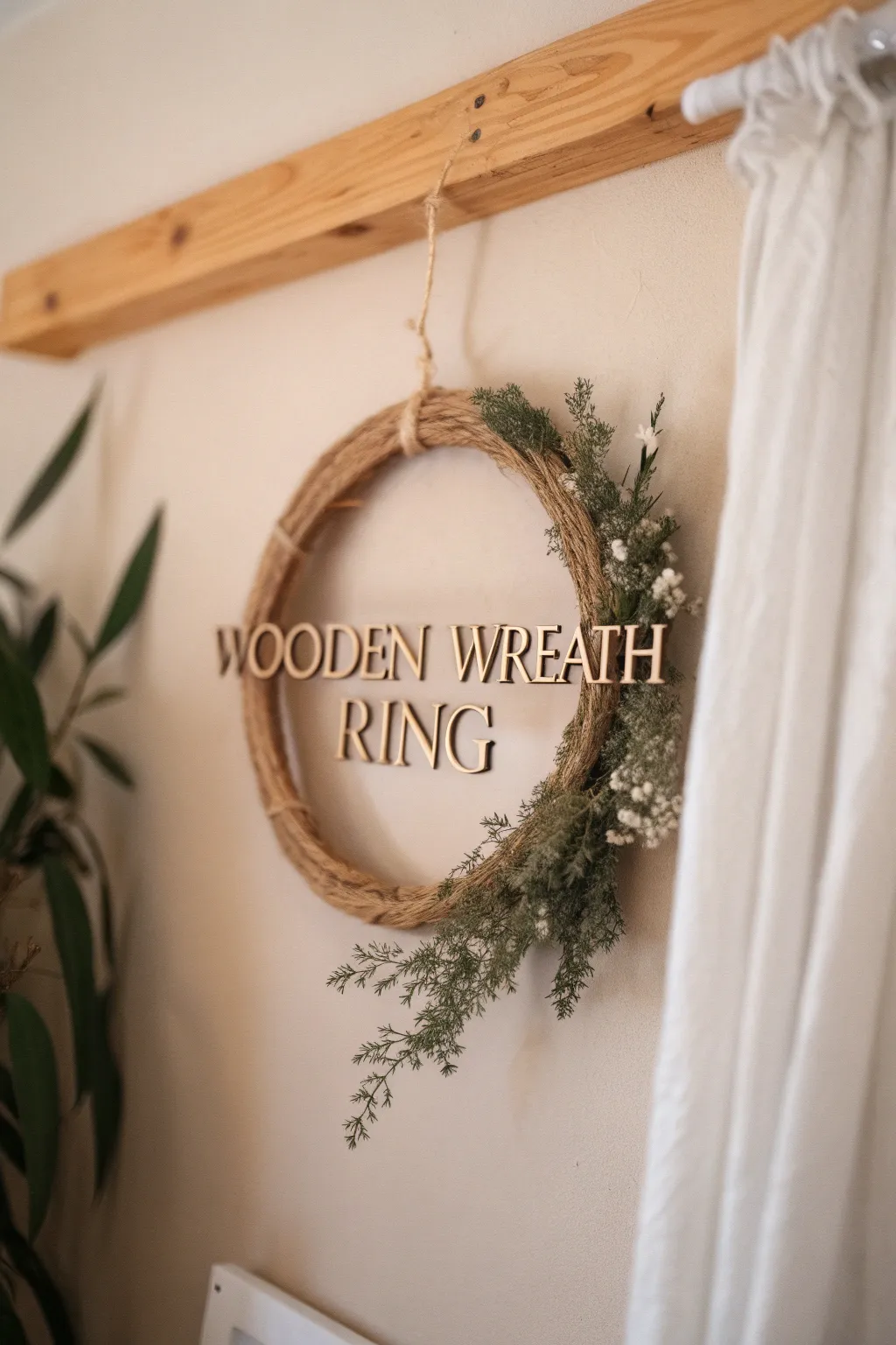 Add a personal touch to your wreath with handcrafted wooden letters, blending minimalist beauty with a touch of Boho elegance.