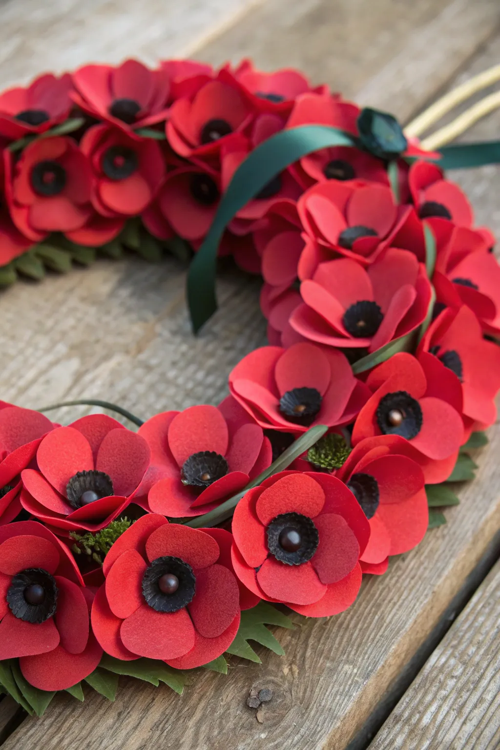 Honor the fallen with handcrafted elegance: a poppy wreath that speaks volumes.
