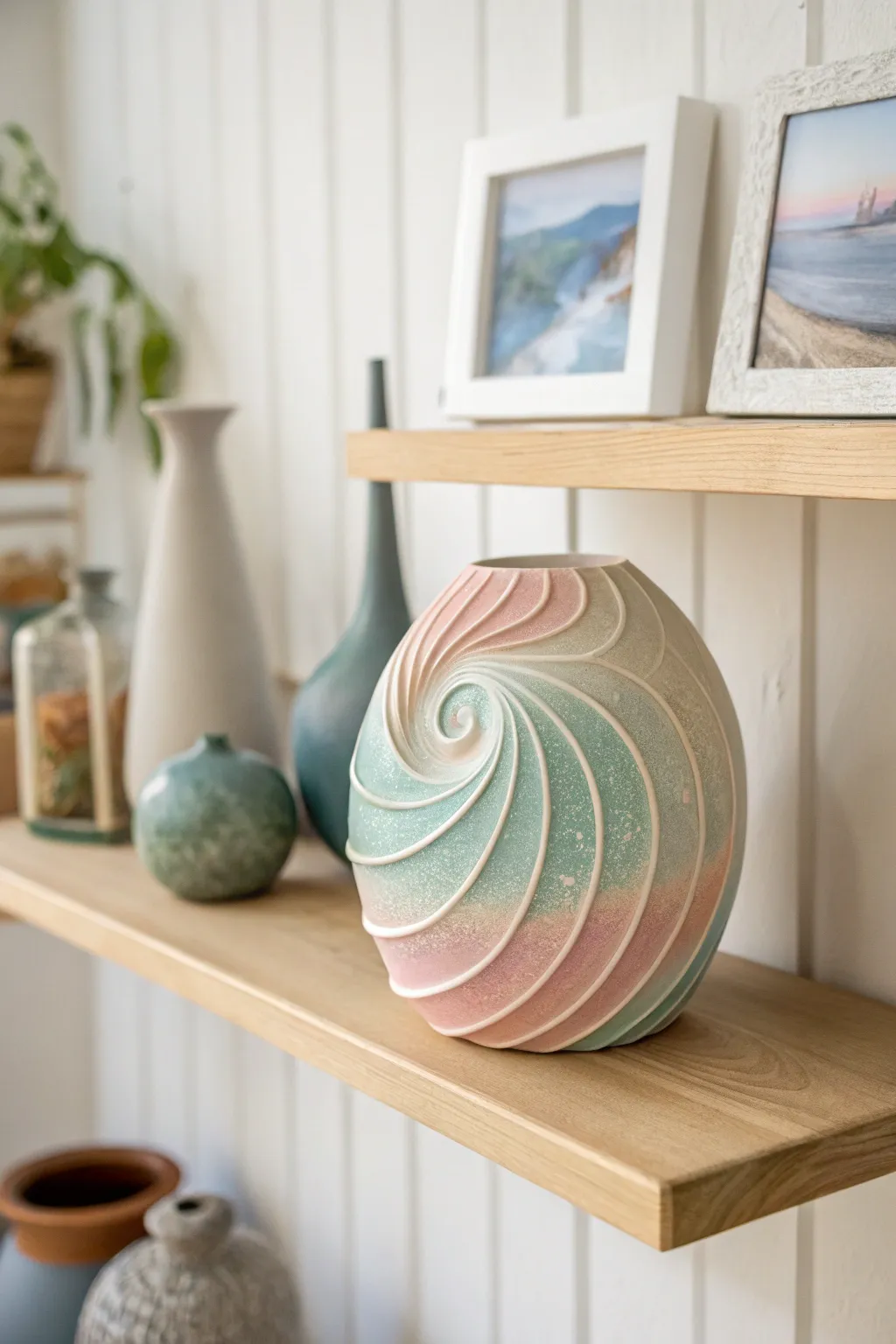 Elevate your space with the serene beauty of abstract clay art.