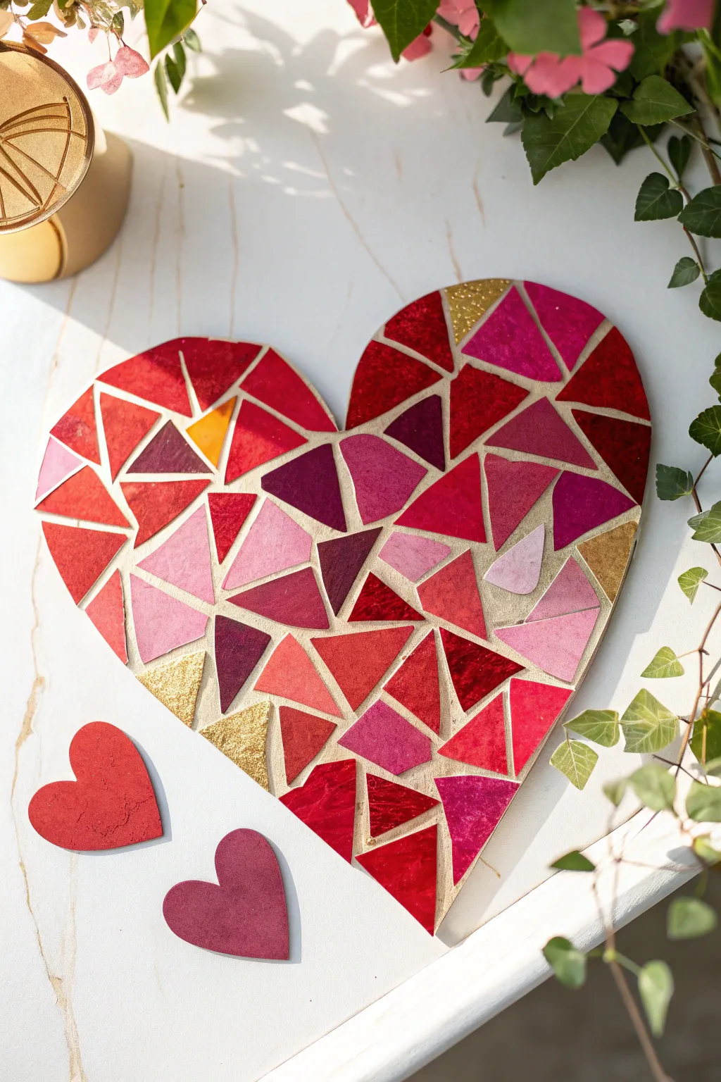 Celebrate creativity with this stunning paper mosaic heart, a perfect blend of bold colors and minimalist design.