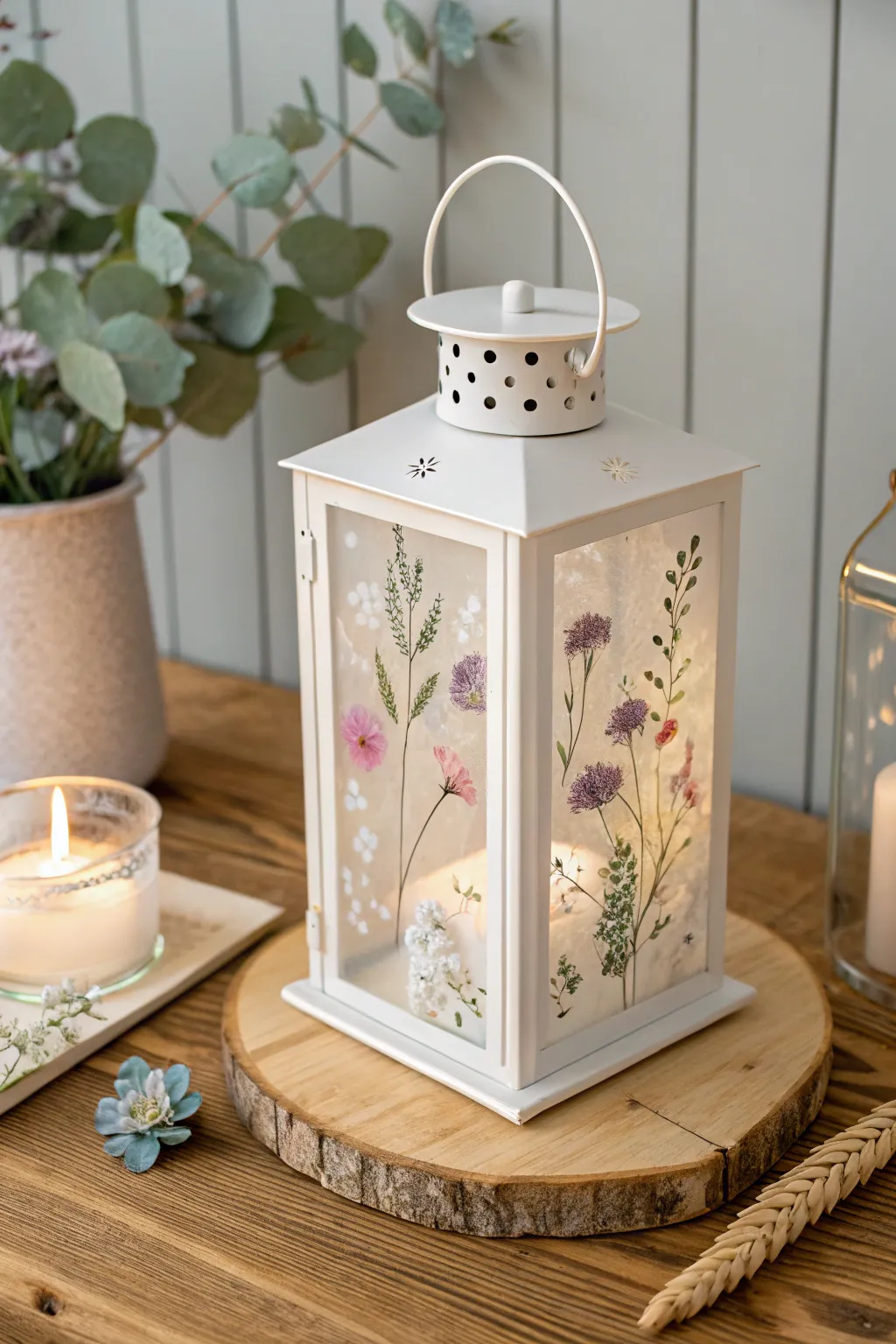 Illuminate your space with the serene glow of pressed flower lanterns, capturing the essence of summer's fleeting beauty.