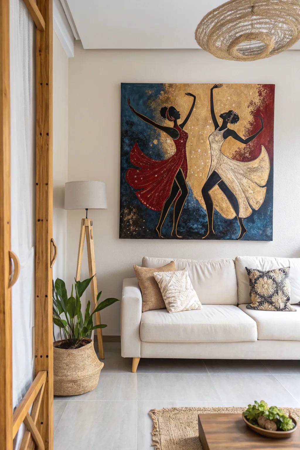 Embrace the dance of colors and emotions with this expressive figurative art piece.