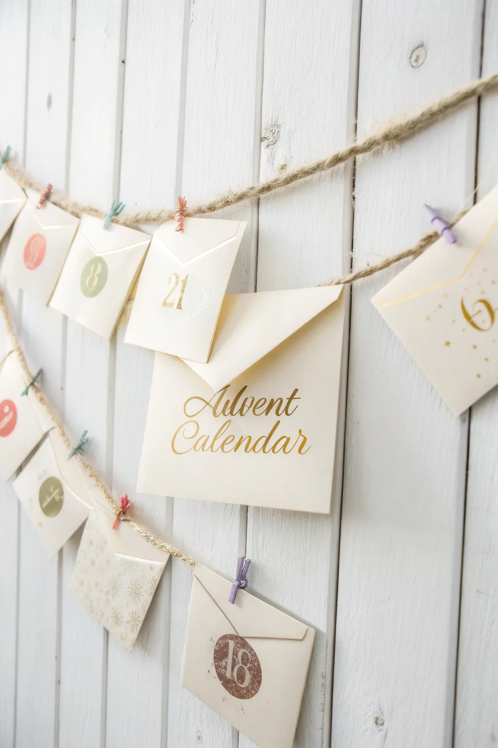 Crafted with love: Discover the charm of a minimalist envelope garland advent calendar.
