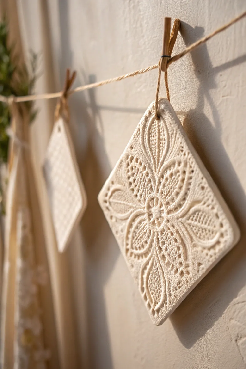 Elevate your space with the delicate beauty of textured clay tiles, where simplicity meets elegance.