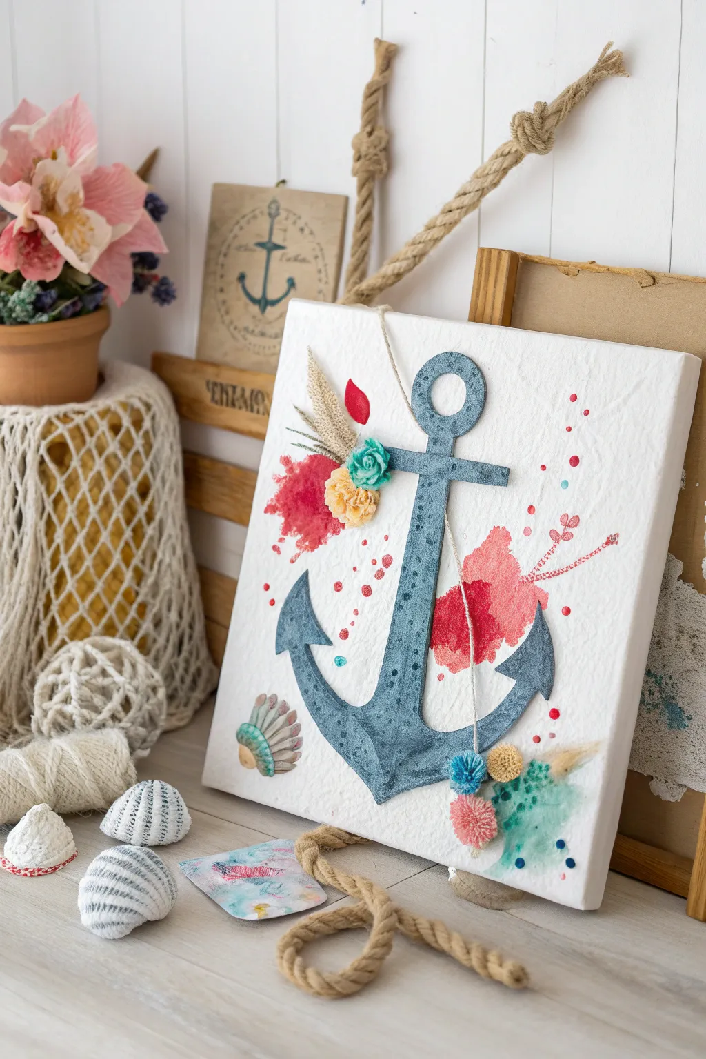 Craft your own story with this stunning mixed media anchor canvas, where creativity meets craftsmanship.