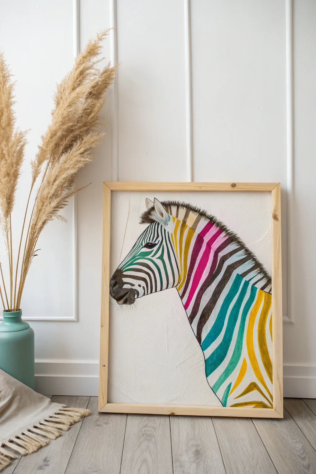 Unleash your creativity with colorful zebra stripes—where minimalism meets a splash of whimsy!