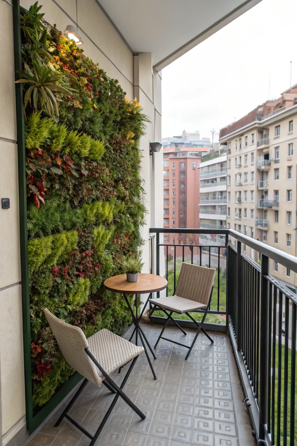 A vertical garden transforms even the smallest balcony.