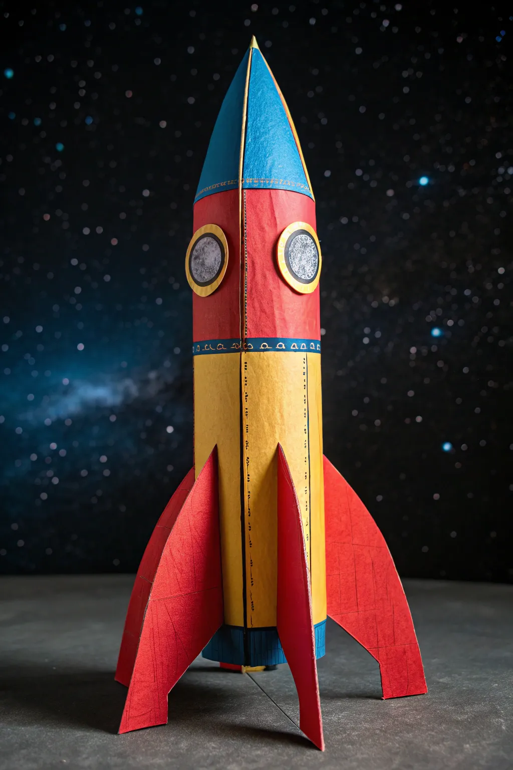 Launch your creativity with this handcrafted cardboard rocket ship!