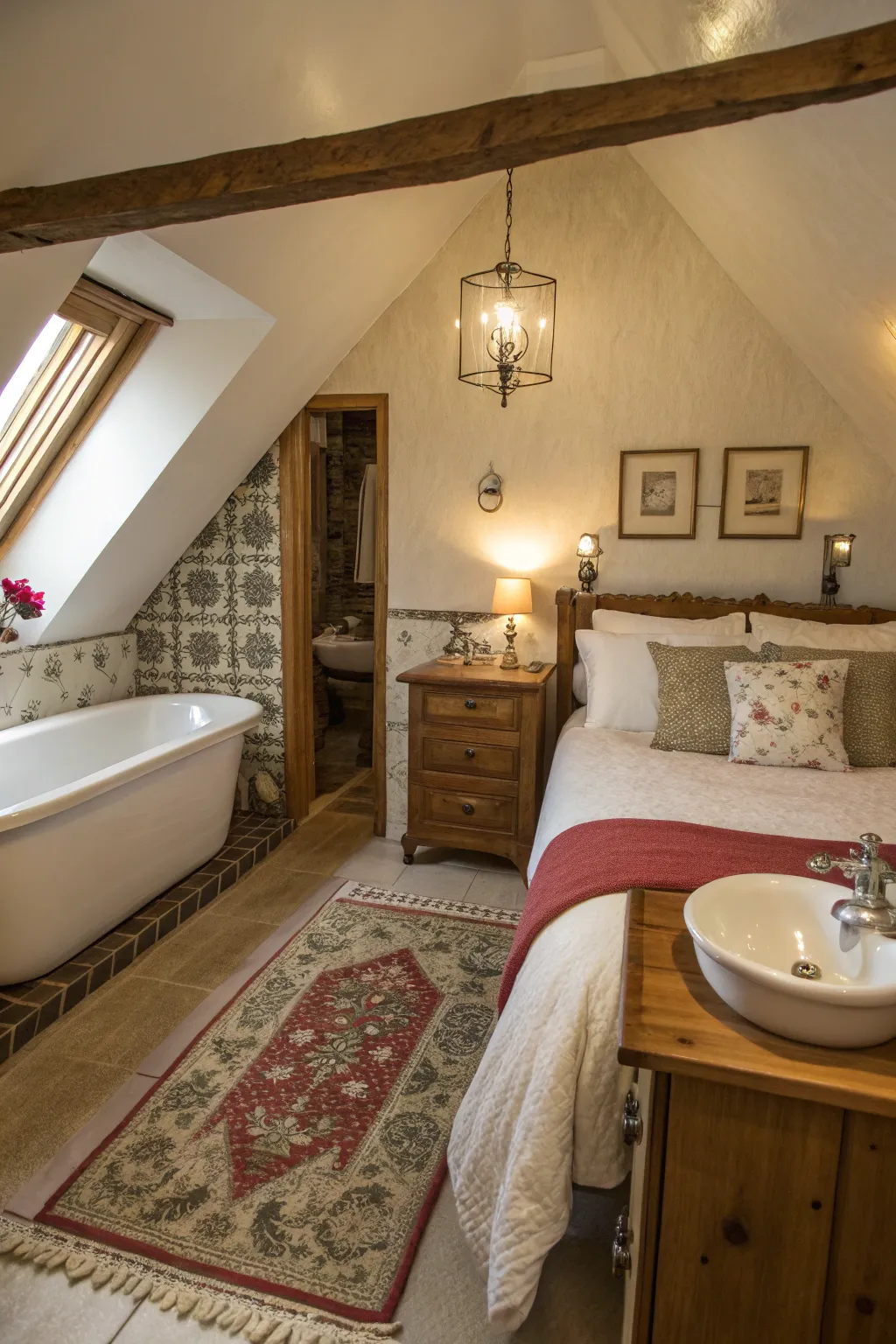 An inviting attic guest suite with all the comforts of home.