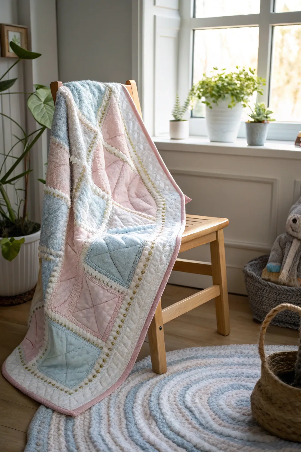 Wrap your little one in cozy elegance with this quilted baby blanket, where simplicity meets warmth.