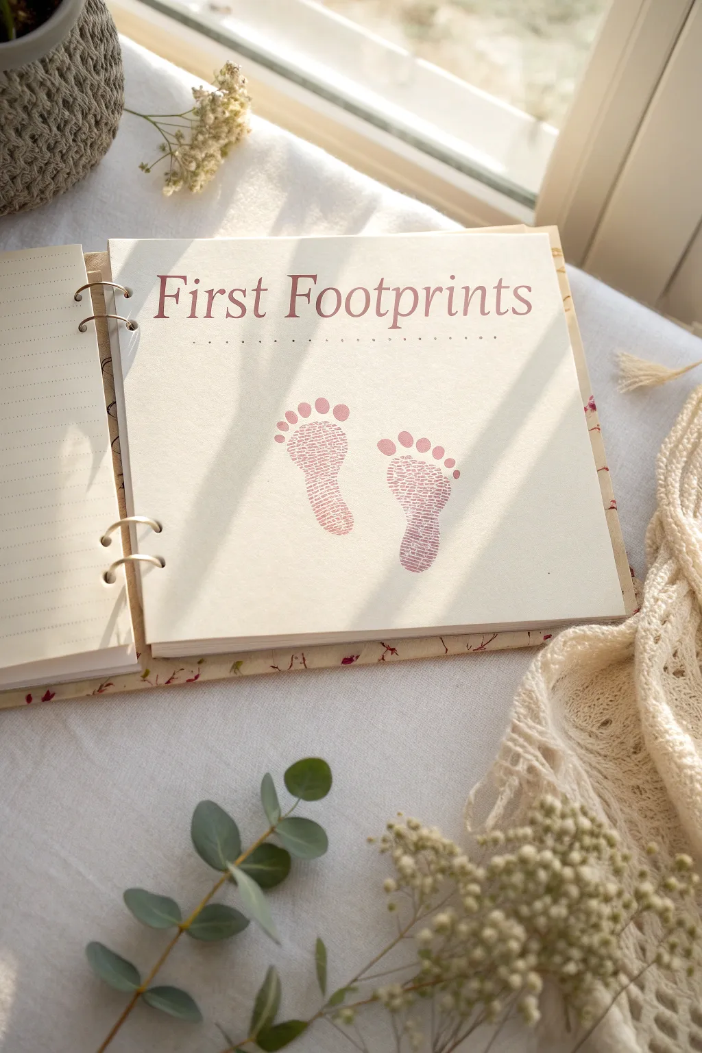Capture the essence of your baby's first days with tiny footprints etched in time. #BabyScrapbook #MinimalistBoho