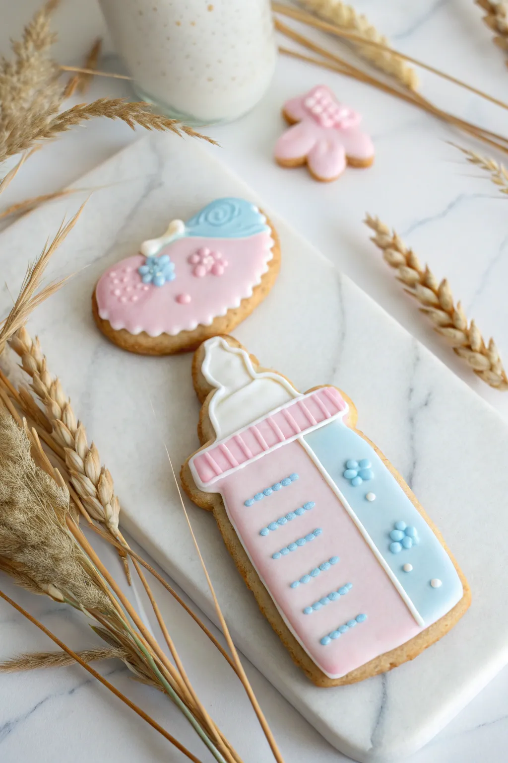 Sweet simplicity meets Scandinavian elegance with these charming baby bottle cookies.