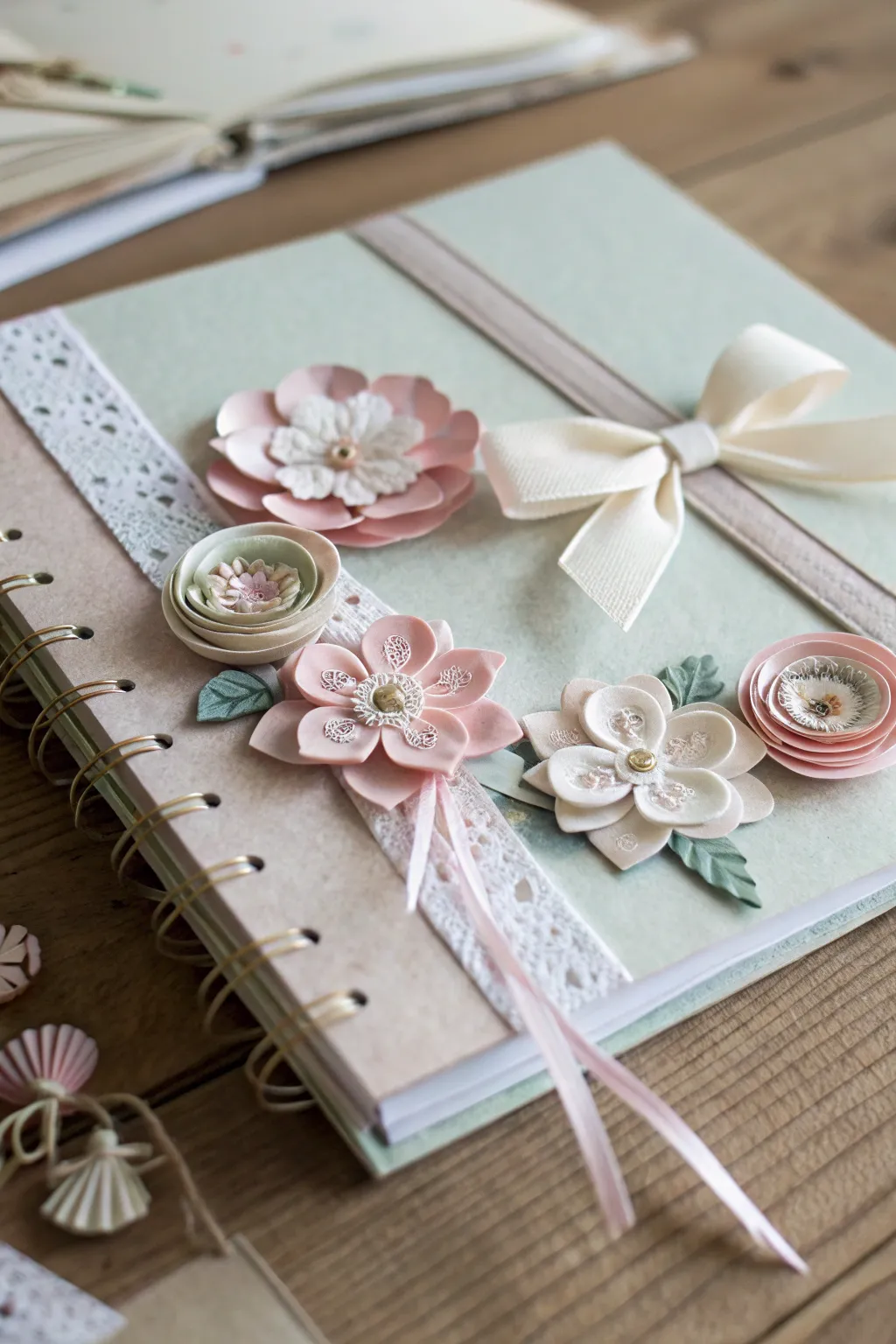 Elevate your baby shower scrapbook with charming embellishments that capture the essence of simplicity and natural beauty.