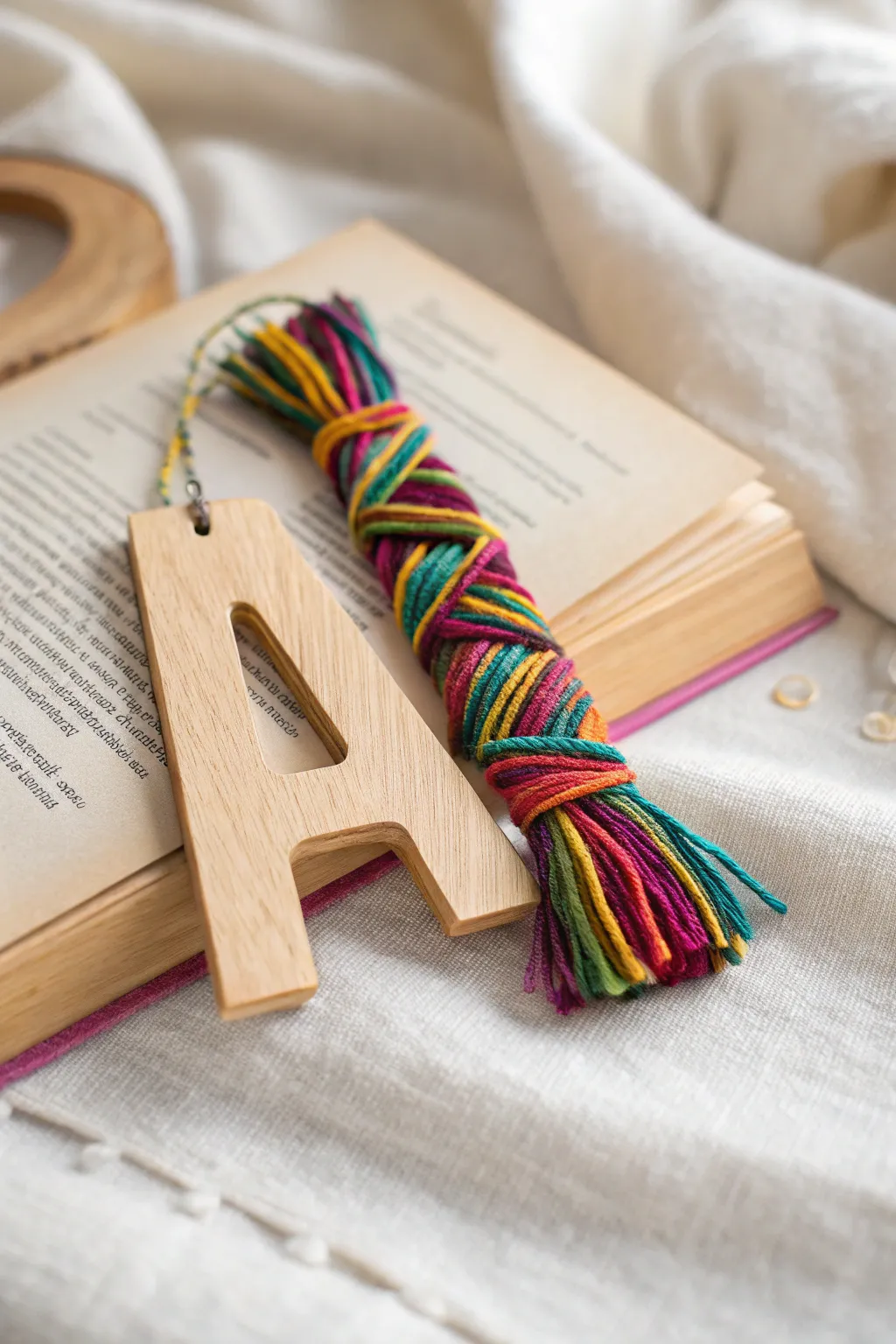 Crafted with love: Add a colorful touch to your reading with these yarn-wrapped letter bookmarks!