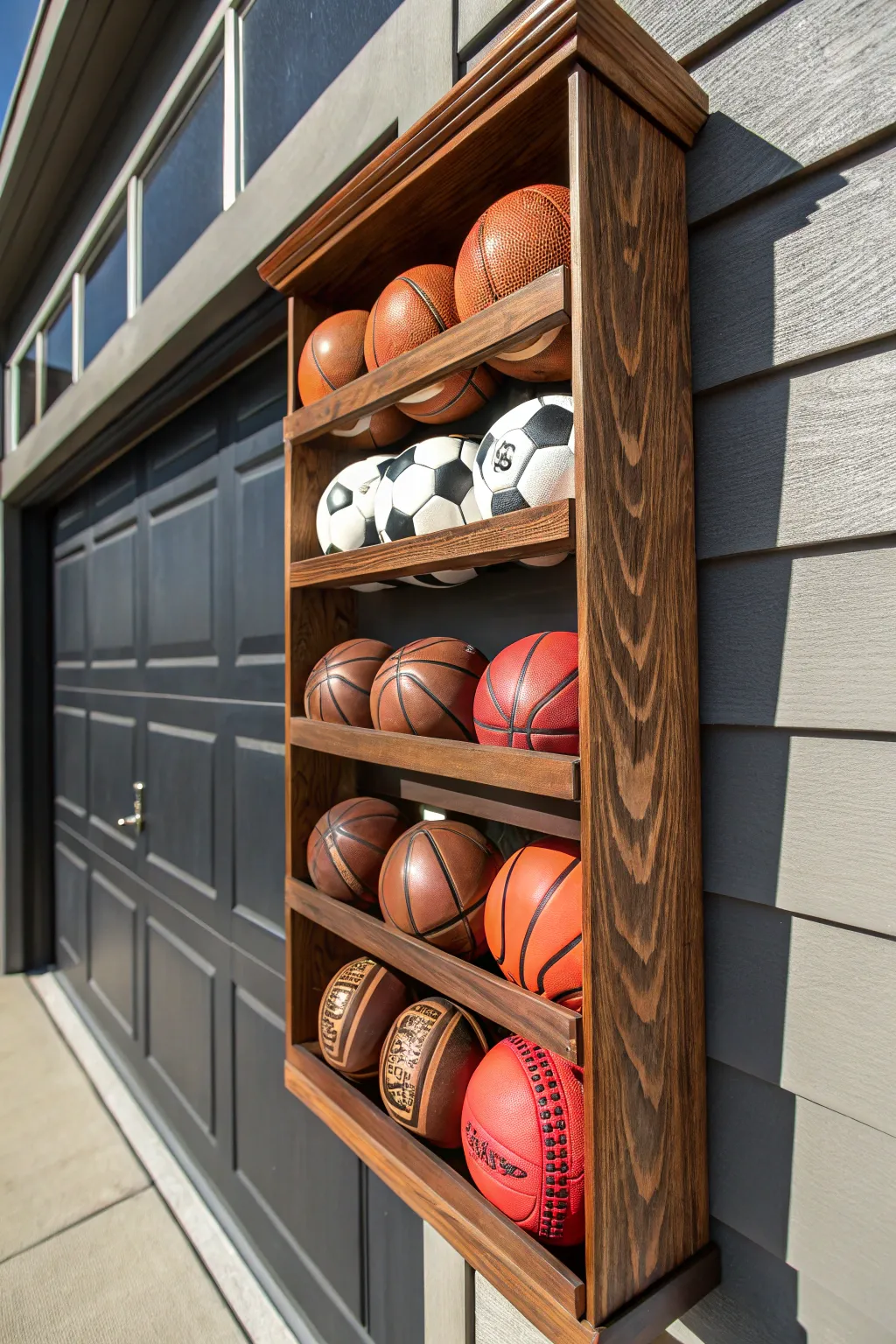 Elevate your garage with this expertly crafted multi-purpose sports station, where style meets function.