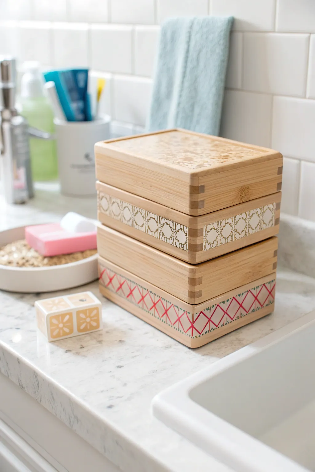 Elevate your bathroom organization with this chic, stackable bandaid organizer. Crafted for style and functionality!