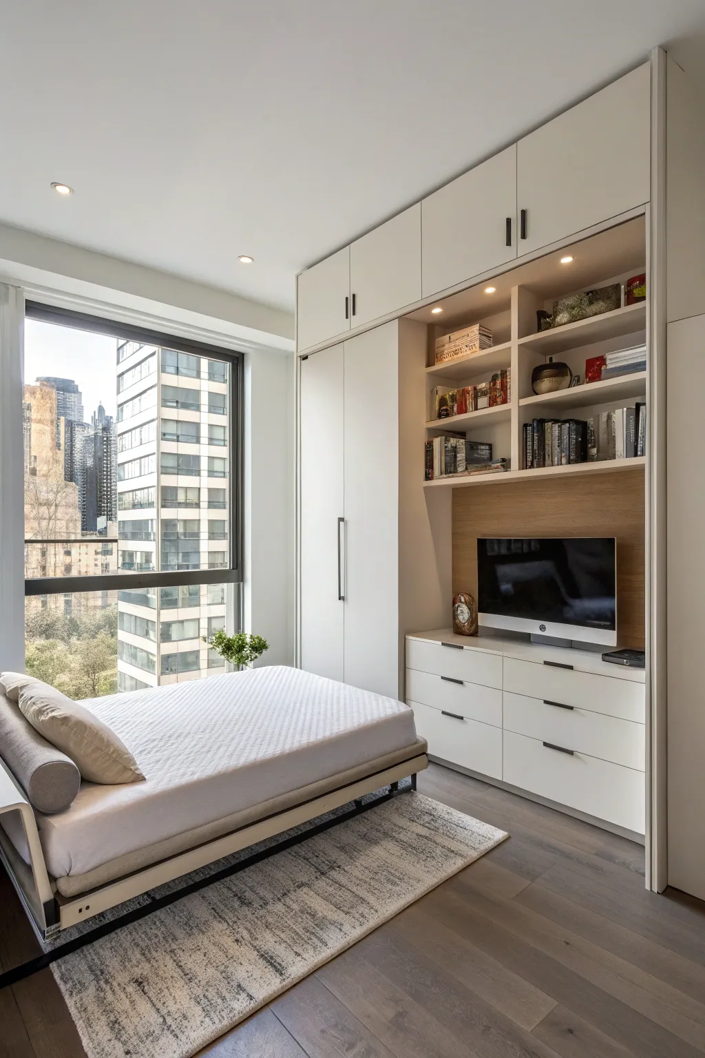 Murphy beds maximize space by folding into the wall.