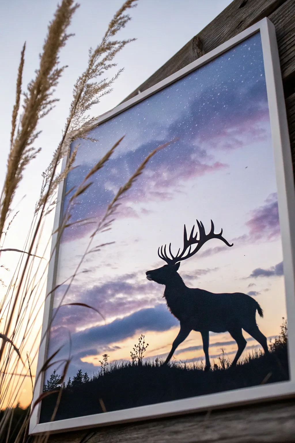Capture the serene elegance of Christmas with a simple yet striking reindeer silhouette.