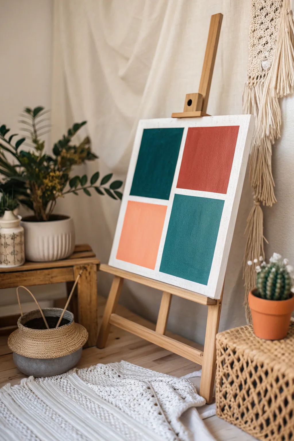 Embrace the beauty of simplicity with bold abstract color blocks. Perfect for adding a touch of elegance and creativity to any space!