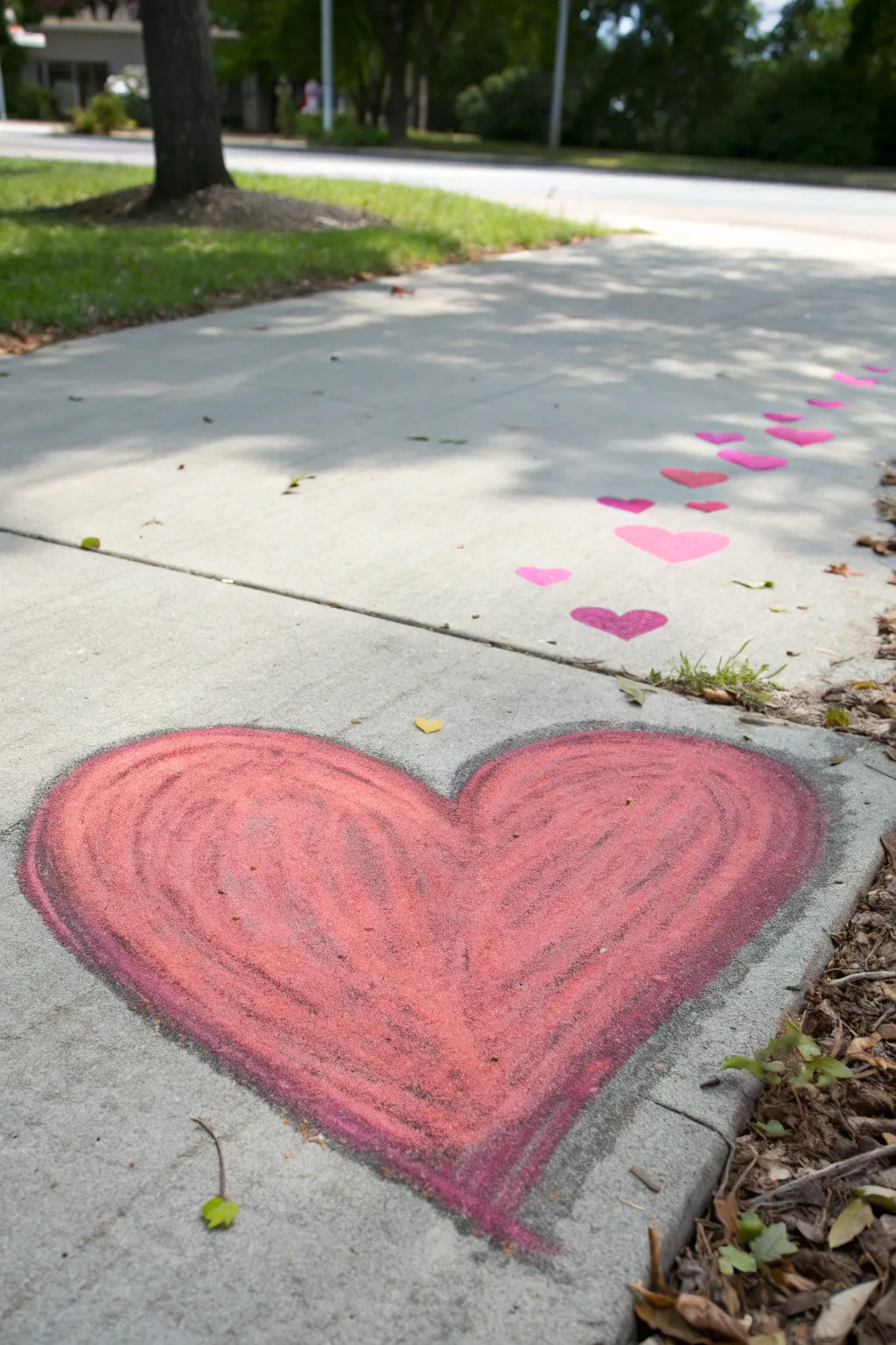 Spread a little love with simple yet stunning sidewalk chalk art! 💖 #ChalkArt #HeartfeltGreetings