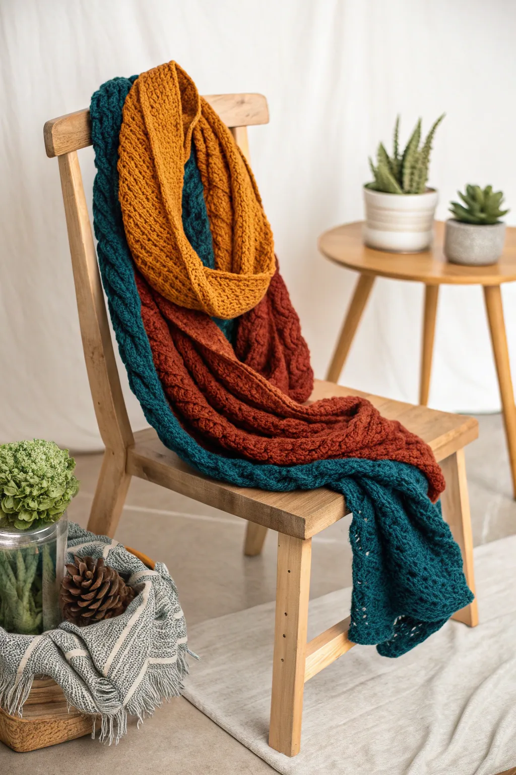 Wrap yourself in cozy elegance with this DIY infinity scarf, perfect for adding a pop of color to any outfit!