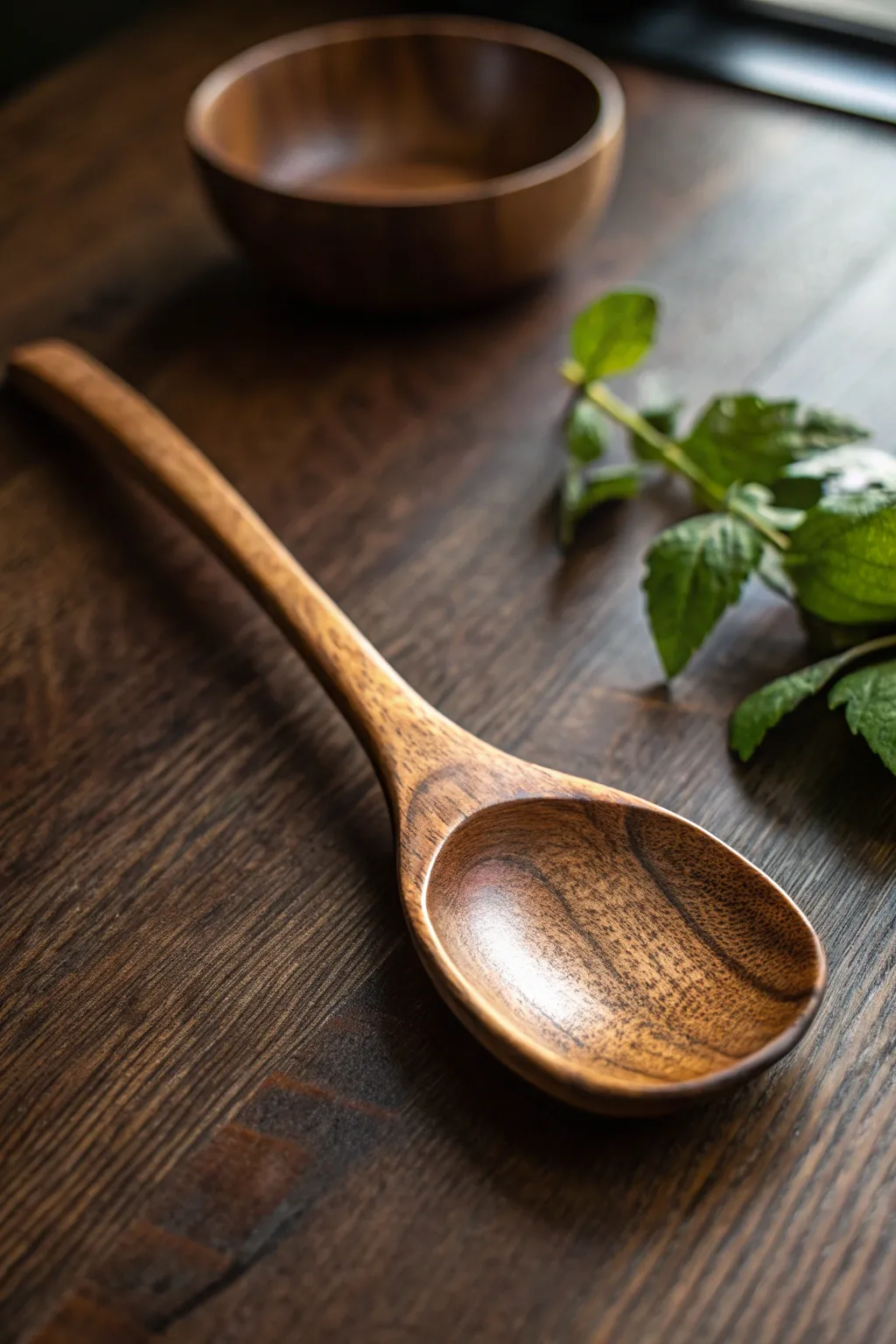 Embrace the art of craftsmanship with this beautifully carved wooden spoon.