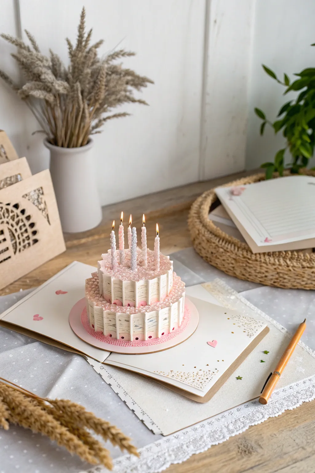 Surprise your sister with a pop-up masterpiece that captures the essence of minimalist elegance and heartfelt creativity.
