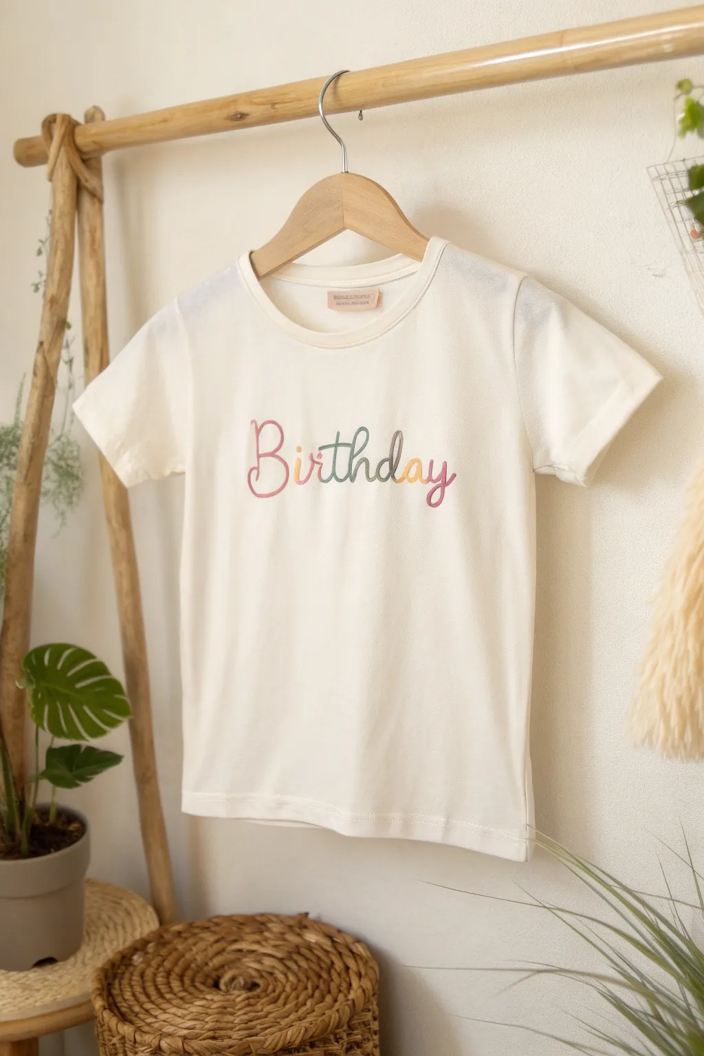 Celebrate her special day with a personalized touch! ✨ This beautifully crafted t-shirt makes every birthday unforgettable. #MinimalistChic #BohoBirthday