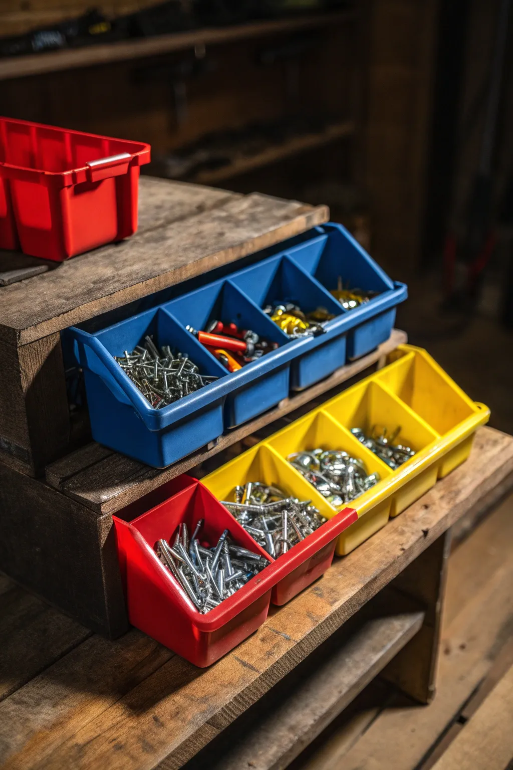 Elevate your workspace with a vibrant, color-coded bolt organizer that blends functionality with striking design.
