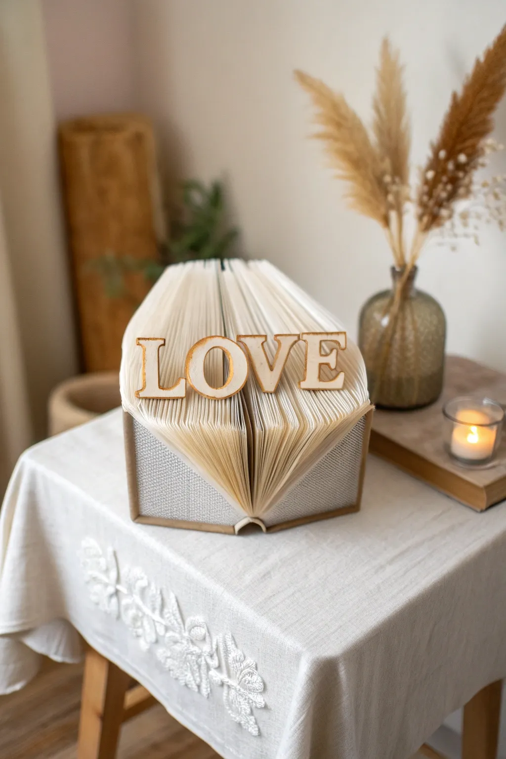 Elegant book art: a heartfelt touch of love for your home.