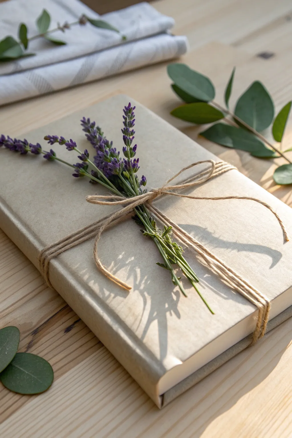 Embrace nature's artistry with a touch of elegance in book wrapping.
