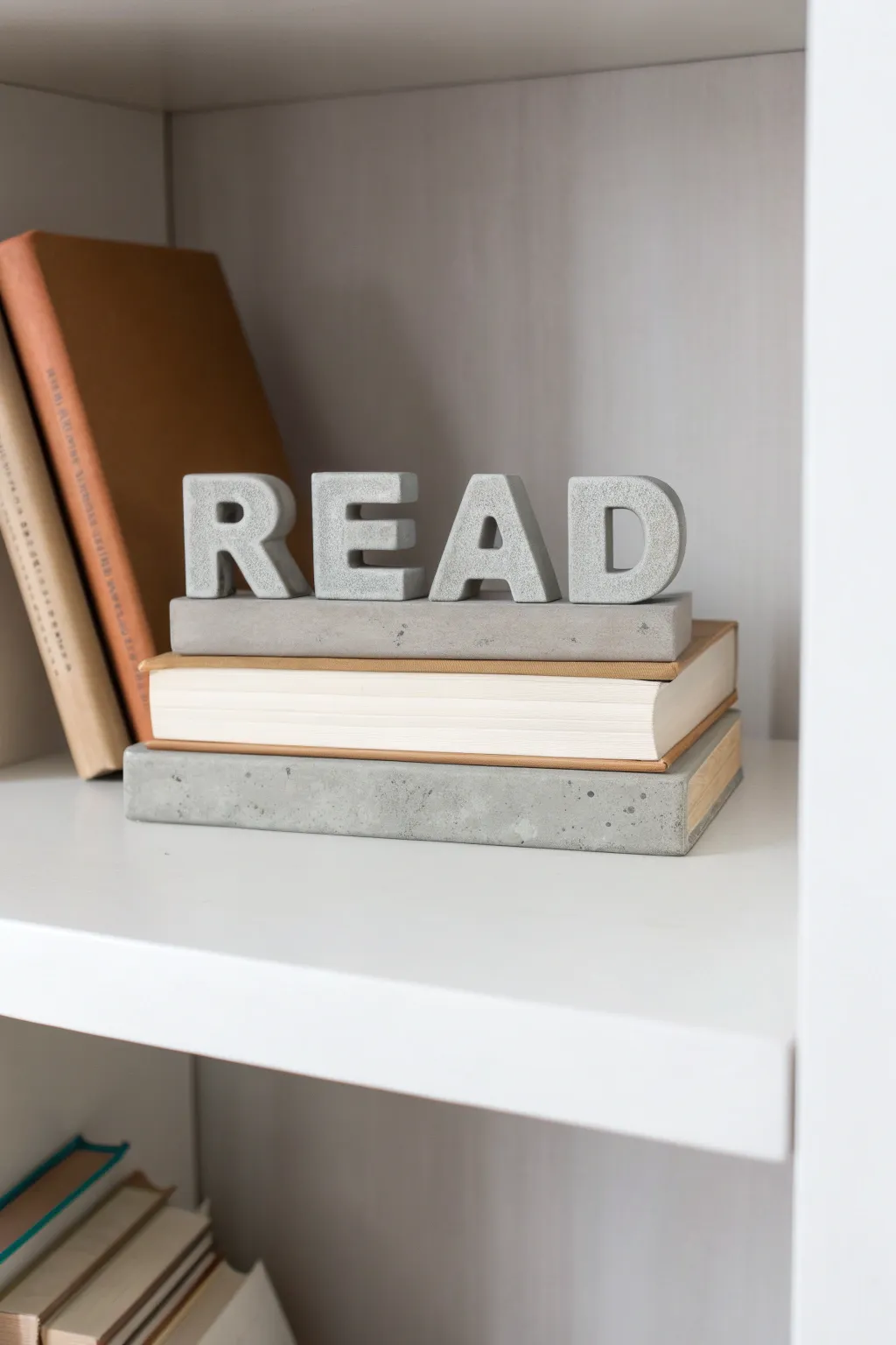 Add a modern touch with concrete letter bookends.
